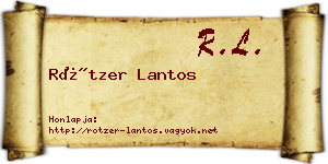 Rötzer Lantos névjegykártya